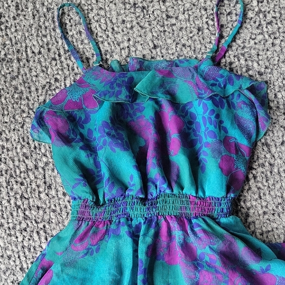 Teal and Purple Floral Dress - Picture 3 of 5